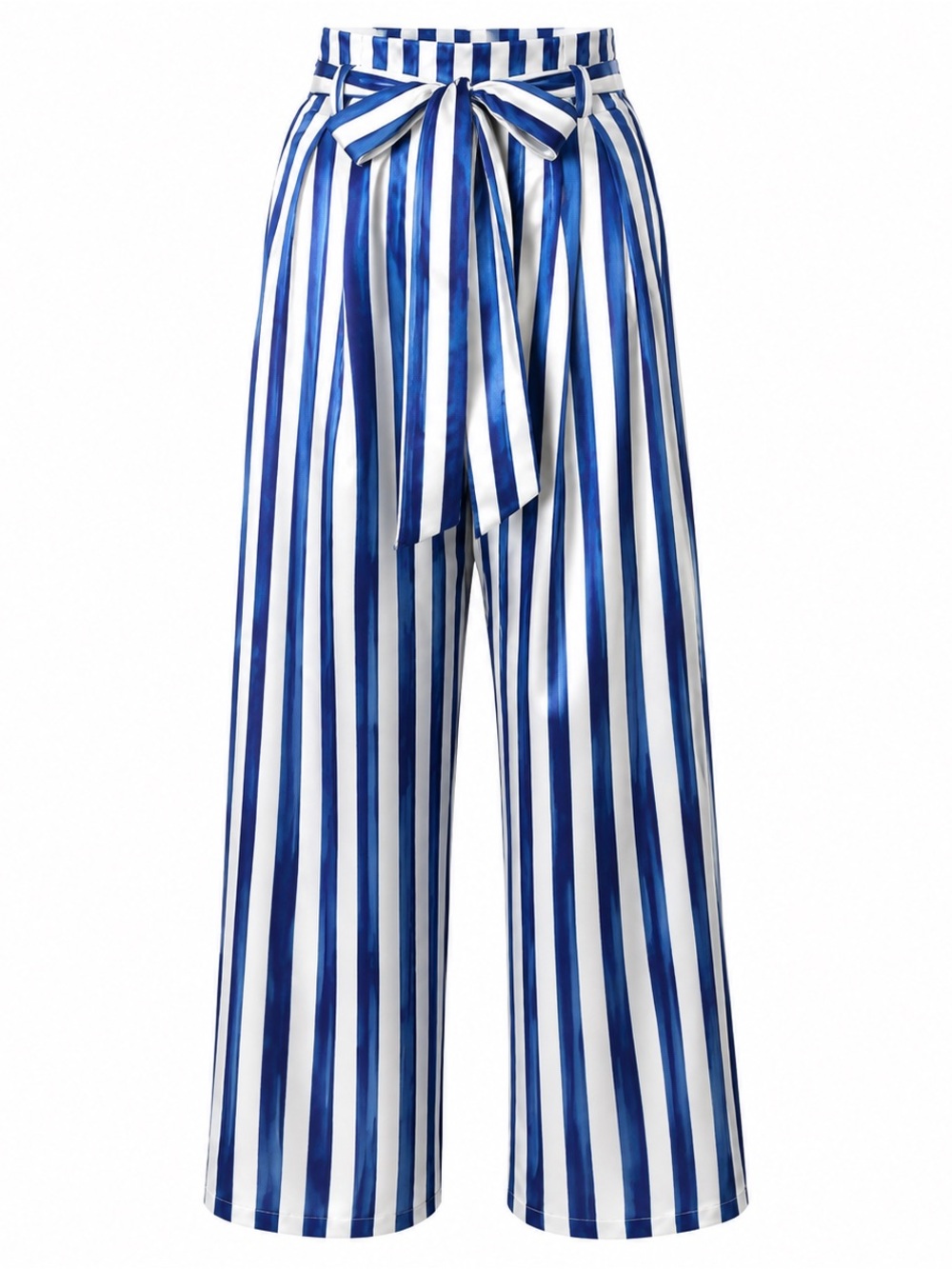 💙🤍 NWT 🤍💙 WE ARE LEONE LUKE STRIPED Wide Leg SATIN Pants | Medium | Retail $577